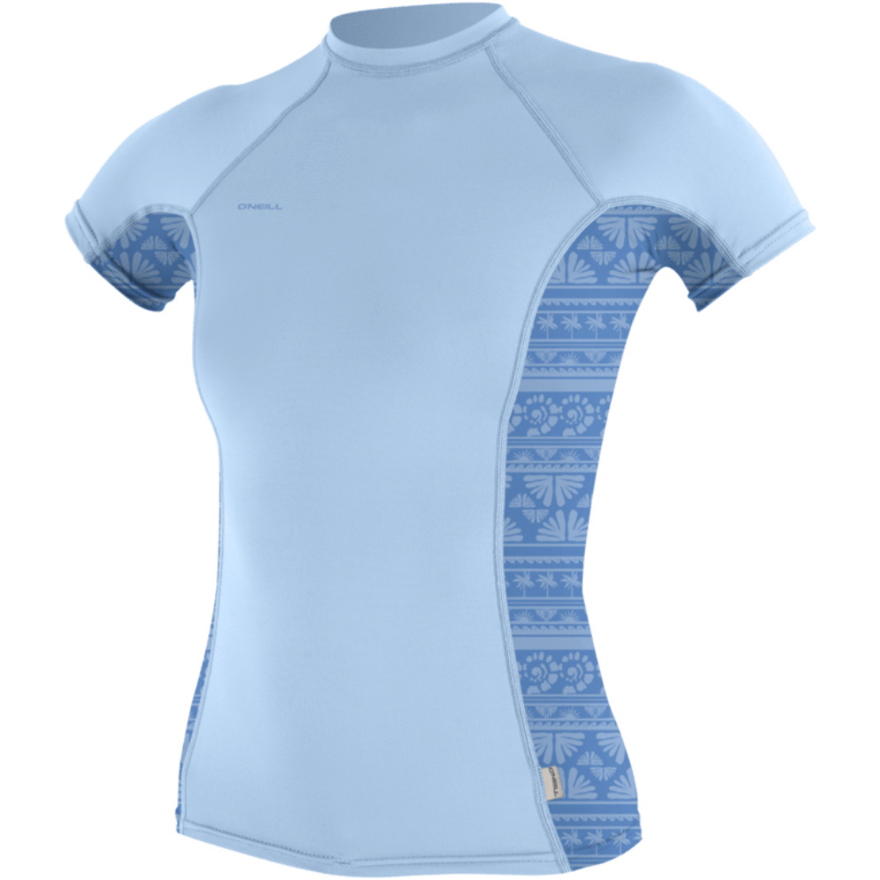 2026 O'Neill Womens Hyperfreak Skins Short Sleeve Rash Vest 5694 - Chambray Blue / Surf Abstract